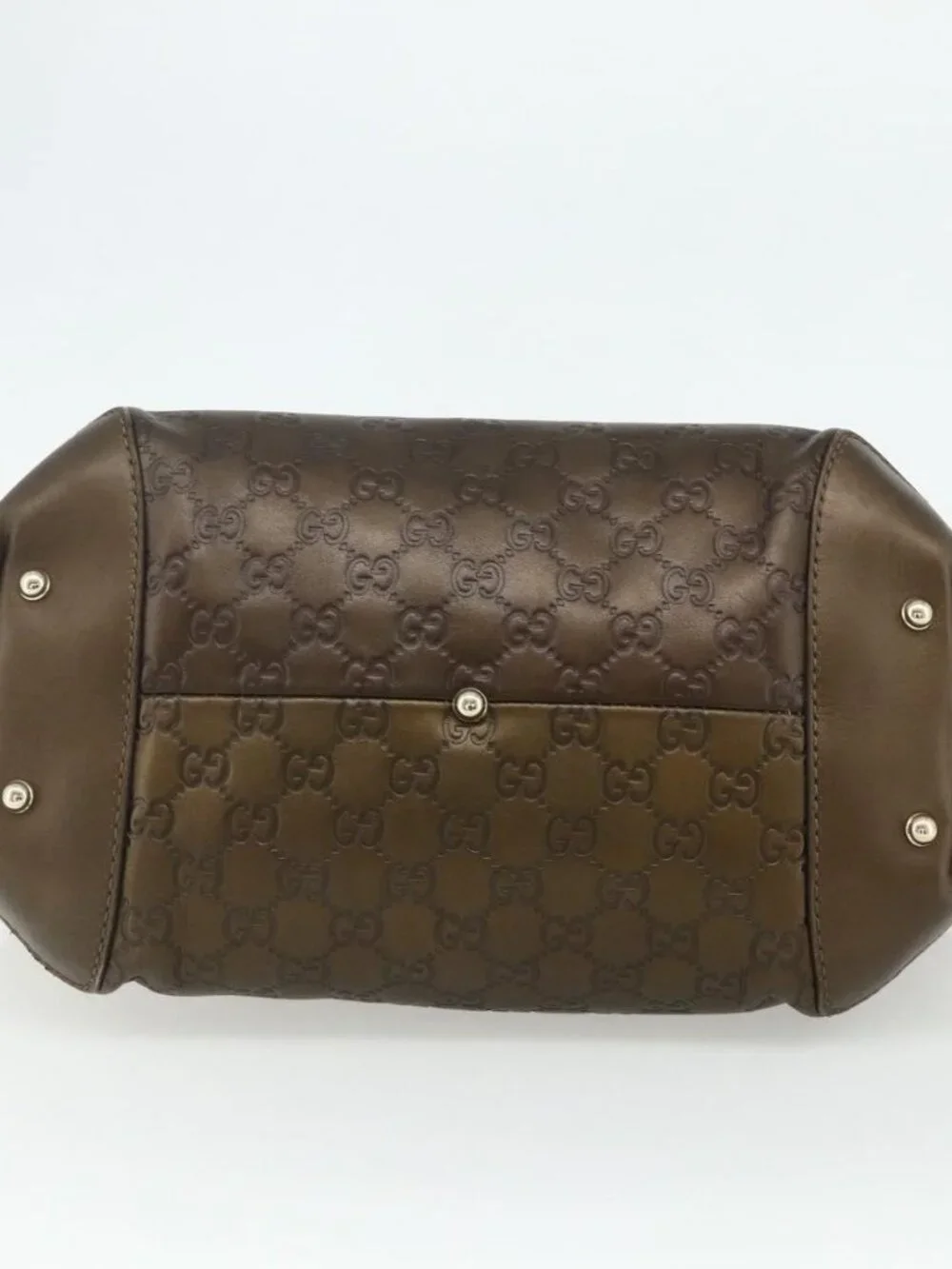 GUCCI GG Canvas Guccissima Hand Bag Leather 2way Brown Gold 269955 Auth mr2307